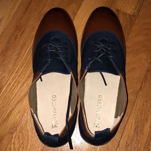 Faux Leather Blue Oxfords